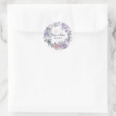 Sticker Rond Mariage de couronnes florales bleu violet rose (Sac)