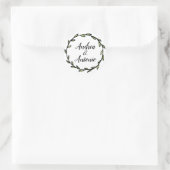 Sticker Rond Mariage de couronnes vertes rustiques (Sac)