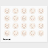 Sticker Rond Mariage de crème en terre cuite Monogramme feuille (Feuille)