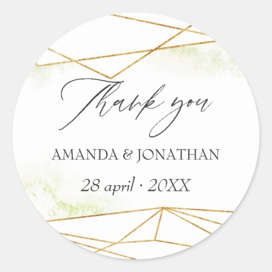 Sticker Rond Mariage de cristal géométrique aquarelle (Devant)