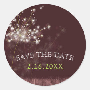Sticker Rond Mariage de Dandelion Twilight Enregistrer la date
