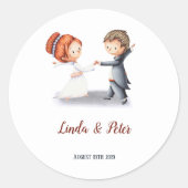 Sticker Rond Mariage de danse de mariée mignonne (Devant)