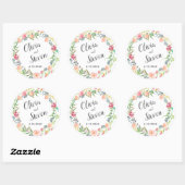 Sticker Rond Mariage de  de couronne de fleurs d'aquarelle (Feuille)