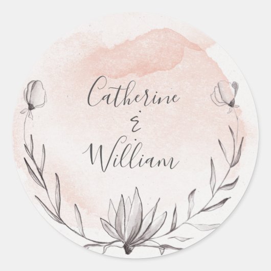 Sticker Rond Mariage de  de couronne florale (Devant)