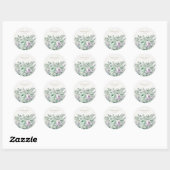 Sticker Rond Mariage de dentelle blanc et vert menthe (Feuille)
