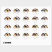 Sticker Rond Mariage de dentelle en bois bleu marine (Feuille)