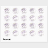 Sticker Rond Mariage de dentelle fleurie moderne violette (Feuille)