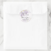 Sticker Rond Mariage de dentelle fleurie moderne violette (Sac)
