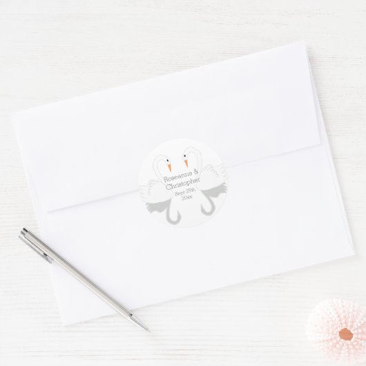Sticker Rond Mariage de design Swans (Enveloppe)