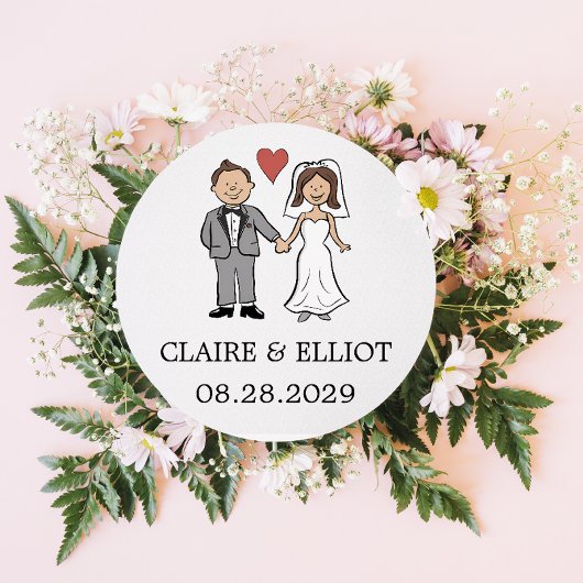 Sticker Rond Mariage de dessin simple