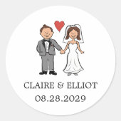 Sticker Rond Mariage de dessin simple (Devant)
