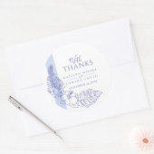Sticker Rond mariage de dessin tropical bleu merci (Enveloppe)
