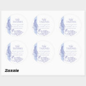 Sticker Rond mariage de dessin tropical bleu merci (Feuille)