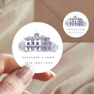 Sticker Rond Mariage de Destination dans une Élégante Villa Ita