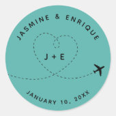Sticker Rond Mariage de destination de l'avion (Devant)