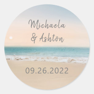 Sticker Rond Mariage de destination de plage simple