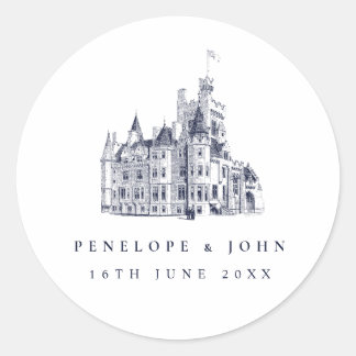 Sticker Rond Mariage de destination élégant dans un château vin