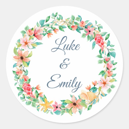 Sticker Rond Mariage de destination plage (Devant)