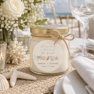 Sticker Rond Mariage de destination sur la plage et l'amour