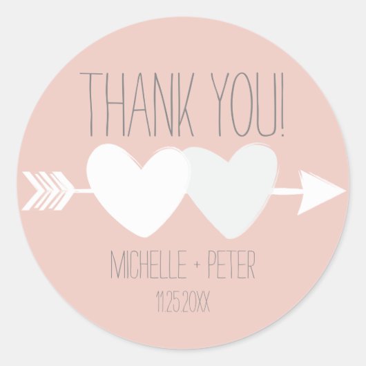 Sticker Rond Mariage de deux coeurs (Devant)