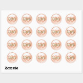 Sticker Rond Mariage de deux cœurs de pêche entrelacés (Feuille)