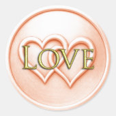 Sticker Rond Mariage de deux cœurs de pêche entrelacés (Devant)