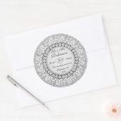 Sticker Rond Mariage de deux coeurs Monogramme Motif (Enveloppe)