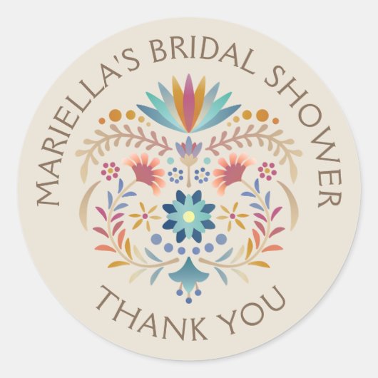 Sticker Rond Mariage de douche d'anniversaire Fiesta Boho (Devant)