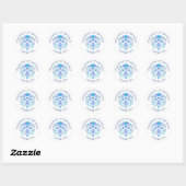 Sticker Rond Mariage de douche Fiesta Blue Anniversaire (Feuille)