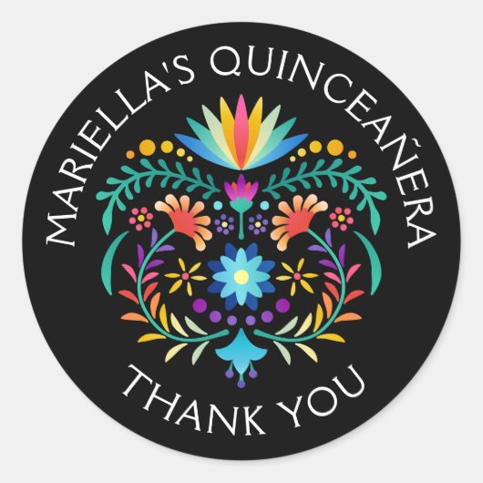 Sticker Rond Mariage de douche Fiesta Floral (Devant)