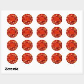 Sticker Rond Mariage de dragon rouge et or (Feuille)