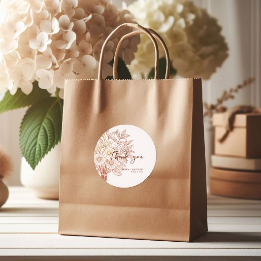 Sticker Rond Mariage de feuillage d'automne moderne à la main