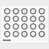 Sticker Rond Mariage de feuillage minime d'olivier moderne (Feuille)