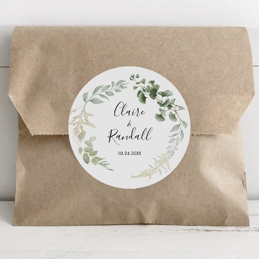 Sticker Rond Mariage de feuillage vert Floral d'été