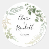 Sticker Rond Mariage de feuillage vert Floral d'été (Devant)