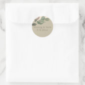 Sticker Rond Mariage de feuille d'aquarelle romantique (Sac)