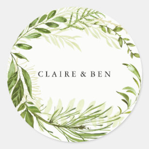 Sticker Rond Mariage de feuille de feuille de jardin de la forê