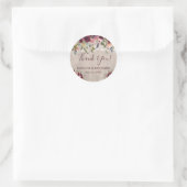 Sticker Rond Mariage de feux floraux en bois rustique (Sac)