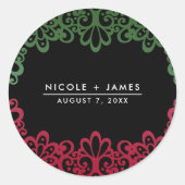 Sticker Rond Mariage de fiesta vert et rouge (Devant)