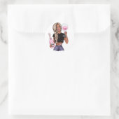 Sticker Rond Mariage de Fille avec Dégustation de Vins (Sac)