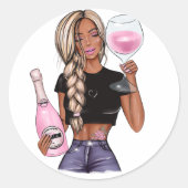 Sticker Rond Mariage de Fille avec Dégustation de Vins (Devant)