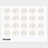 Sticker Rond Mariage de Fleur sauvage de prés beige blanc (Feuille)