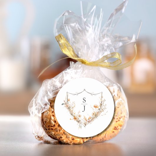 Sticker Rond Mariage de Fleur sauvage Peach