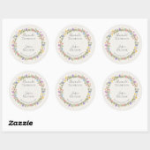 Sticker Rond Mariage de fleur sauvage rose vif violet fleuri (Feuille)