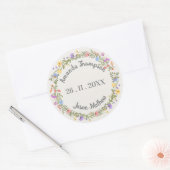 Sticker Rond Mariage de fleur sauvage rose vif violet fleuri (Enveloppe)