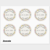 Sticker Rond Mariage de fleur sauvage rose vif violet fleuri (Feuille)