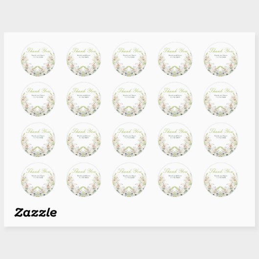Sticker Rond Mariage de fleurs blanches (Feuille)
