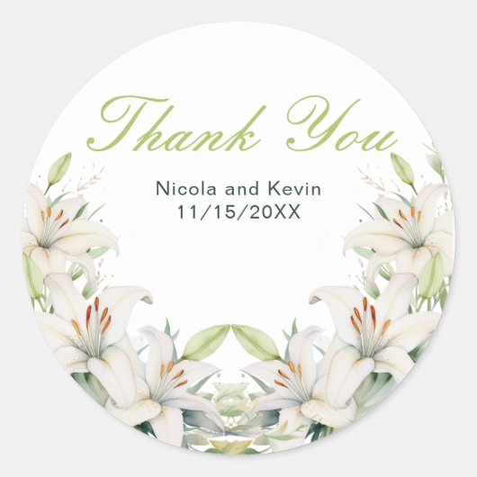 Sticker Rond Mariage de fleurs blanches (Devant)