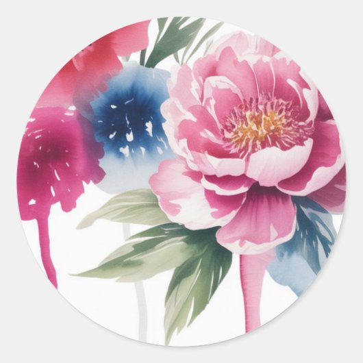 Sticker Rond Mariage de fleurs brillantes (Devant)