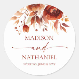 Sticker Rond Mariage de fleurs Brown rouillées de Bourgogne